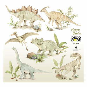 Sada nástěnných dětských samolepek s motivy dinosaura Dekornik Happy Dino, 70 x 70 cm