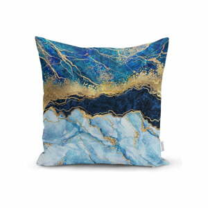 Povlak na polštář Minimalist Cushion Covers Marble With Blue, 45 x 45 cm