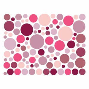 Sada 100 růžových nástěnných samolepek Ambiance Round Stickers