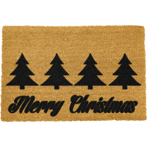 Černá rohožka z přírodního kokosového vlákna Artsy Doormats Merry Trees, 40 x 60 cm