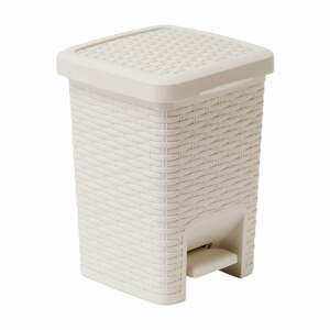 Krémový koupelnový pedálový koš Addis Rattan Pedal Bin Calico, 6 l