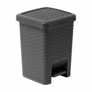 Šedý koupelnový pedálový koš Addis Rattan Pedal Bin Charcoal, 5 l