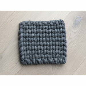 Antracitový pletený podtácek z vlny Wooldot Braider Coaster, 20 x 20 cm