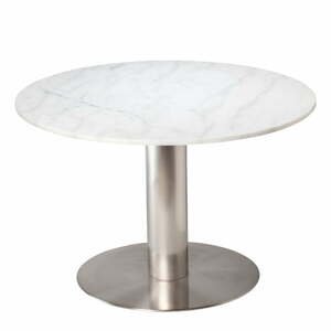 Bílý mramorový jídelní stůl s podnožím ve stříbrné barvě RGE Pepo, ⌀ 105 cm