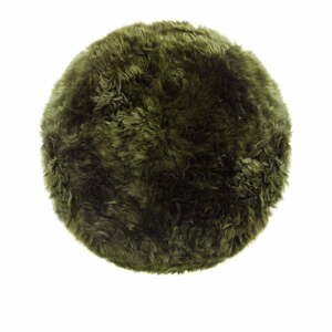 Tmavě zelený koberec z ovčí kožešiny Royal Dream Zealand, ⌀ 70 cm