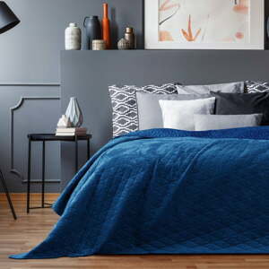 Modrý přehoz přes postel AmeliaHome Laila Royal, 220 x 240 cm
