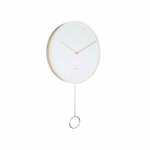 Bílé nástěnné kyvadlové hodiny Karlsson Pendulum, ø 34 cm