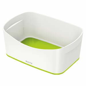 Bílo-zelený plastový úložný box MyBox - Leitz