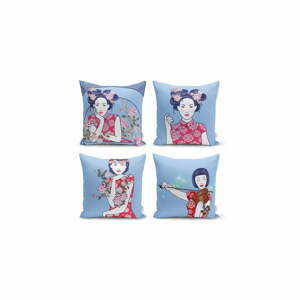 Sada 4 dekorativních povlaků na polštáře Minimalist Cushion Covers Eastern Culture, 45 x 45 cm