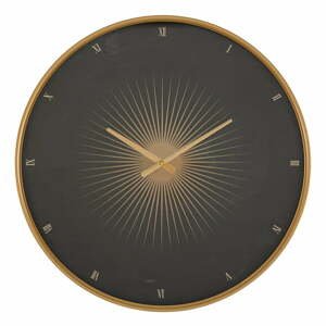 Černé nástěnné hodiny s rámem ve zlaté barvě Mauro Ferretti Glam Classic, ø 60 cm