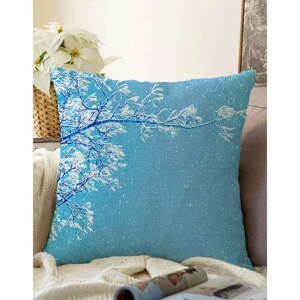 Modrý povlak na polštář s příměsí bavlny Minimalist Cushion Covers Winter Wonderland, 55 x 55 cm