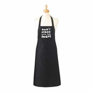 Černá bavlněná zástěra Cooksmart ® Don't Mess With The Chef