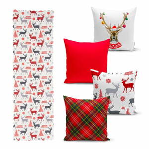 Sada 4 vánočních povlaků na polštář a běhounu na stůl Minimalist Cushion Covers Christmas Ornaments