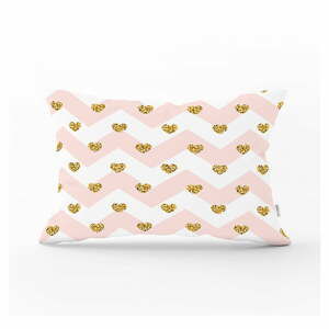 Dekorativní povlak na polštář Minimalist Cushion Covers Gold Hearts, 35 x 55 cm