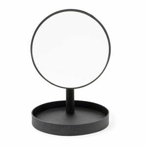 Černé kosmetické zrcadlo s rámem z dubového dřeva Wireworks Look, ø 25 cm