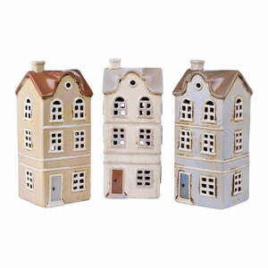 Sada 3 svícnů na čajovou svíčku Ego Dekor Square Houses, výška 22,5 cm