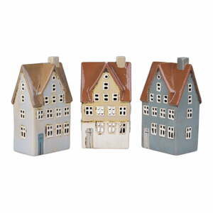 Sada 3 svícnů na čajovou svíčku Ego Dekor Square Houses, výška 20 cm