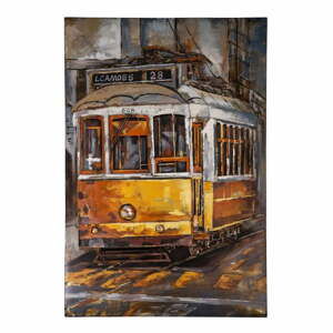 Dekorativní kovová cedule Antic Line Tramway Jaune, 80 x 120 cm