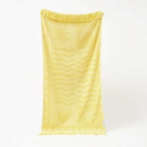 Žlutá bavlněná plážová osuška Sunnylife Luxe, 160 x 90 cm