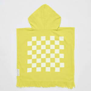 Žlutá dětská plážová osuška s kapucí Sunnylife Checkerboard, 3-6 let