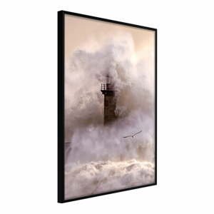 Plakát v rámu Artgeist Lighthouse During a Storm, 30 x 45 cm