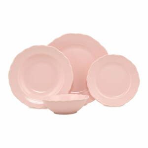 24dílná sada růžového porcelánového nádobí Kütahya Porselen Classic