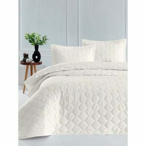 Béžový přehoz přes postel se 2 povlaky na polštář z ranforce bavlny EnLora Home Fresh, 225 x 240 cm