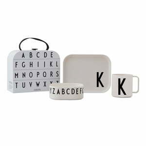 3dílný dětský jídelní set s kufříkem Design Letters Classics K