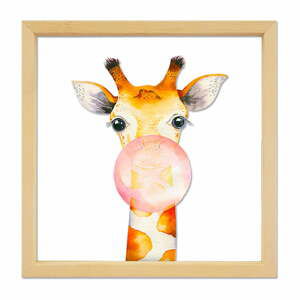 Skleněný obraz ve dřevěném rámu Vavien Artwork Giraffe, 32 x 32 cm