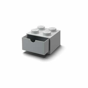 Šedý stolní box se zásuvkou LEGO® Brick, 15,8 x 11,3 cm