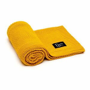 Hořčicově žlutá dětská pletená deka ESECO Spring, 80 x 100 cm