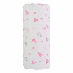 Bavlněná dětská osuška T-TOMI Tetra Pink Hearts, 120 x 120 cm