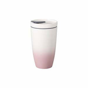 Růžovo-bílý porcelánový termohrnek Villeroy & Boch Like To Go, 350 ml