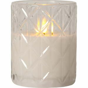 Bílá LED vosková svíčka ve skle Star Trading Flamme Romb, výška 12,5 cm