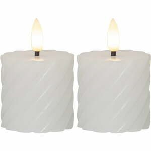 Sada 2 bílých voskových LED svíček Star Trading Flamme Swirl, výška 7,5 cm