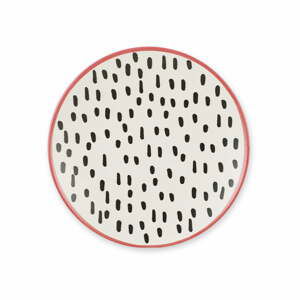 Sada 6 keramických dezertních talířů My Ceramic Brush Dots, 20 cm