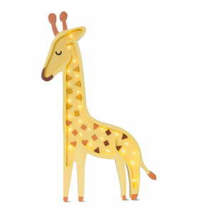 Žlutá stolní lampa z borovicového dřeva Little Lights Giraffe, výška 41 cm