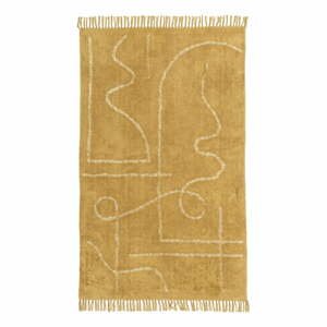 Oranžový ručně tkaný bavlněný koberec Westwing Collection Lines, 120 x 180 cm