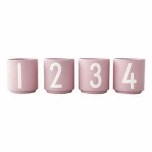 Sada 4 růžových hrnků z imitace porcelánu Design Letters, 0,5 l