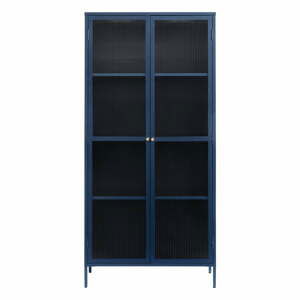 Tmavě modrá kovová vitrína 90x190 cm Bronco – Unique Furniture