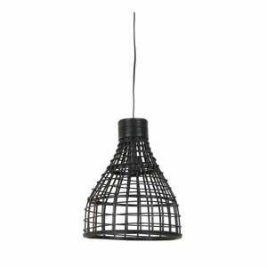 Černé stropní svítidlo s ratanovým stínidlem ø 34 cm Puerto – Light & Living