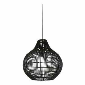 Černé stropní svítidlo s ratanovým stínidlem ø 40 cm Pacino – Light & Living