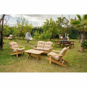 Krémový zahradní lounge set z masivního dřeva pro 4 Adirondack – Floriane Garden