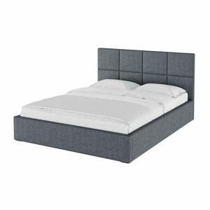 Šedá čalouněná dvoulůžková postel s úložným prostorem s roštem 180x200 cm Bufo Bed – MESONICA