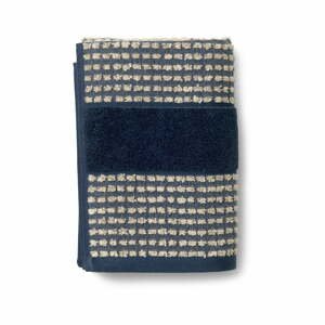 Tmavě modro-béžový ručník z bio bavlny 50x100 cm Check – JUNA