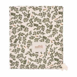 Zeleno-krémová bambusová zavinovací dětská deka 120x120 cm Green Floral – Malomi Kids