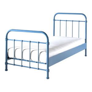 Modrá kovová dětská postel Vipack New York, 90 x 200 cm