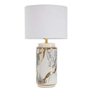 Keramická stolní lampa s textilním stínidlem v bílo-zlaté barvě (výška 48 cm) Glam Abstract – Mauro Ferretti
