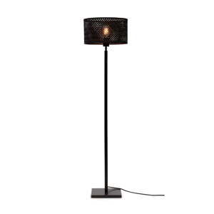 Černá stojací lampa s bambusovým stínidlem (výška 128 cm) Java – Good&Mojo