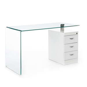 Pracovní stůl se skleněnou deskou 65x125 cm – Tomasucci